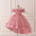 thumbnail image 5 of Rggeeun Toddler Dress For Girls Satin Girl Dress With Puffed Sleeves For Birthday Party Cozy Casual O-Neck Sundress, 5 of 9