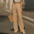thumbnail image 5 of cocolona Womens Casual Dress Pants Elastic Waist Straight Wide Leg Business Work Pants with Pockets, 5 of 5