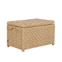 happimess Jacob 31.5" Hand-Woven Wicker Storage Trunk, Yellow, HPM9003F