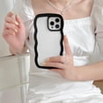 thumbnail image 3 of Wave Frame Clear Case for iPhone 14 Pro Max 6.7 inch, Curly Clear Phone Case, Cute Wavy Phone Case for Girl Slim Fit Shockproof Phone Cover Bumper Soft Pretty Case for Women - Black, 3 of 10