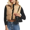 thumbnail image 3 of Women's Winter Cropped Puffer Vest Crop Jackets For Women Full Zip Stand Collar Padded Lightweight Outwear Vest, 3 of 12