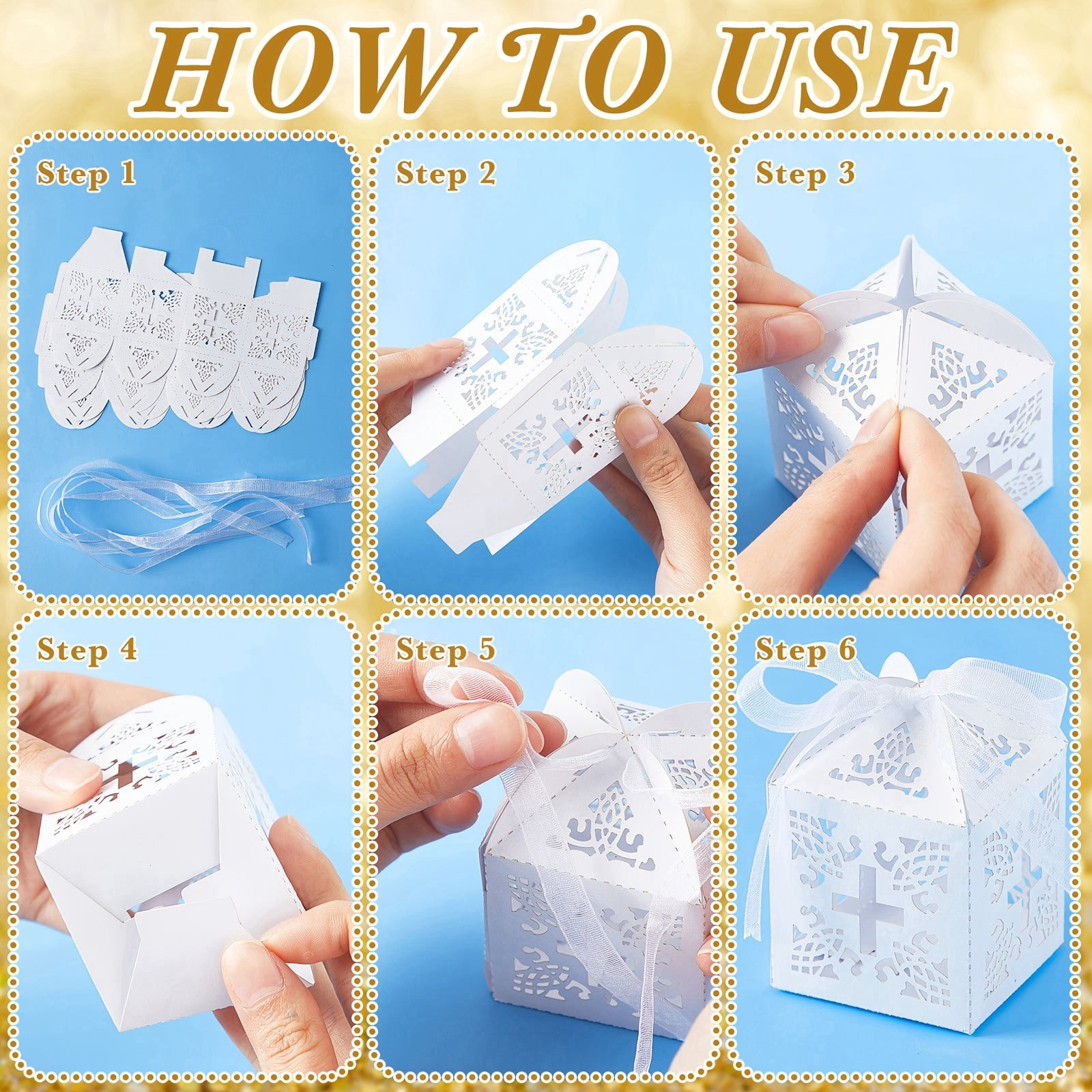 100 Pcs Baptism Favor Set, Angel Cross Rosary Beaded Bracelets with Gift Boxes Thank You Tags and Organza Bags, Religious Party Favors for Baptism Communion Christening Celebration Guests