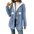 thumbnail image 6 of Winter Jackets For Women Sevevn Women's Winter Double-Sided Fleece Long-Sleeved Button Hooded Warm Jacket, 6 of 7
