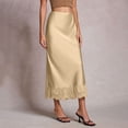 thumbnail image 6 of Maxi Skirts for Women Casual Comfort A line Summer Skirts Flowy Skirt Satin Solid Color Midi Skirt Silk Skirts for Daily Wear, 6 of 6