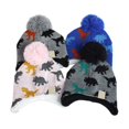 thumbnail image 4 of Baby Kids Winter Ear Protection Beanie Warm Pompom Hat Dinosaur Print Scarf Set, 4 of 10