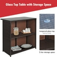 thumbnail image 4 of Patiojoy 3PCS Patio Wicker Rattan Bar Set Table w/2 Red Cushioned Stools, 4 of 10