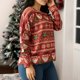 thumbnail image 3 of Suéter navideño para mujer, sudadera con cuello en V y botones, suéteres para mujer, suéteres con gráficos de moda para hombres, 3 of 4