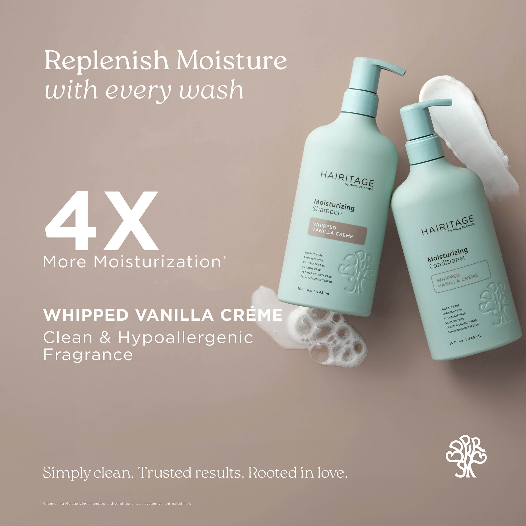 Hairitage Whipped Vanilla Crème Moisturizing Shampoo for All Hair Types, 15 fl oz