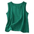 thumbnail image 2 of GEWSEY Dressy Tank Tops for Women Cotton Linen Gauze Shirts Sleeveless Summer Tunic Top Loose Fit Lightweight Casual Blouses (Dark Green, XXL), 2 of 6