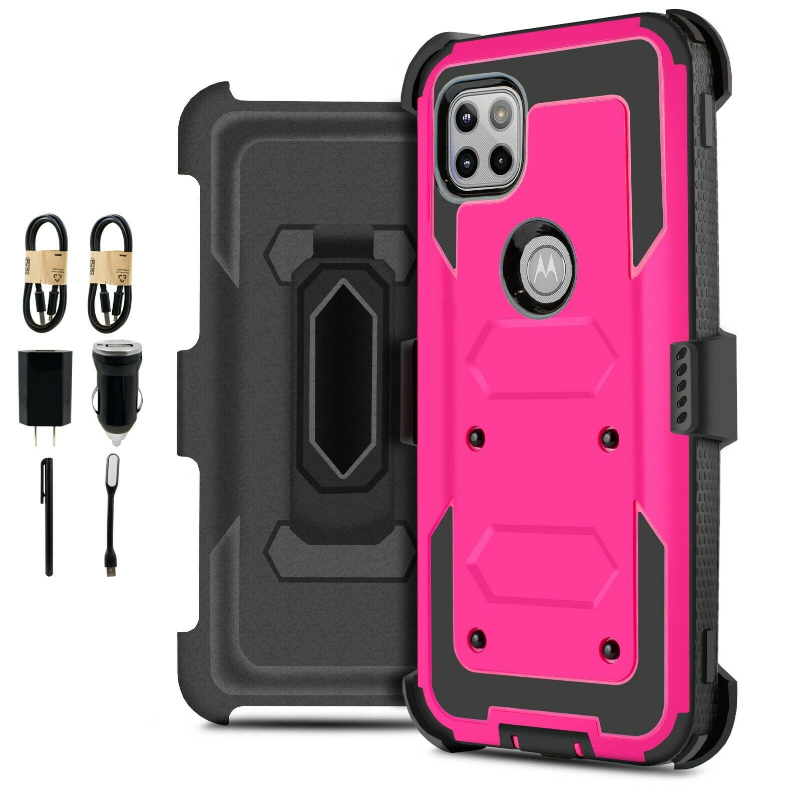 For Moto One 5g Ace Motorola G 5g Heavy Duty Holster Phone Case Dual Layer Full Body Rugged Clear Back Case Drop Resistant Shockproof Case With Built In Screen Protector Walmart Com