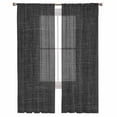 thumbnail image 2 of Black Burlap Texture Semi Sheer Curtains 72 Inch Length 2 Panels Set, Farmhouse Vintage Black Sheer Kitchen Curtain Privacy Voile Window Curtain for Living Room Bedroom Rod Pocket Drapes, 2 of 7