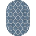 thumbnail image 1 of Unique Loom Tapis Extérieur en Treillis 5' x 8' Ovale Bleu Marine/gris, 1 of 1