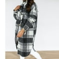 thumbnail image 6 of Ecqkame Women's Classic Button Down Plaid Shacket Jacket Long Wool Blend Coat Casual Long Sleeve Button Boyfriend Flannel Shirts Outwear Black L, 6 of 7