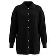thumbnail image 4 of QIYAGBSA Soft Cardigan Sweaters for Women Ribbed Knit Button Down Lapel Collar Loose Mid Length Long Sleeve with Pockets Fall Winter Layer, 4 of 7