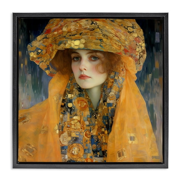 Stupell Industries Traditional Traditional Patterned Portrait Black Floating Frame Canvas Art, 18 x 18, by RB