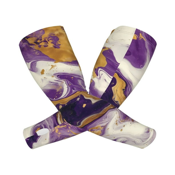 Balery Purple Gold Marble Swirls Mangas Refrescantes para Brazos para Hombre y Mujer – Transpirables y Absorbentes de Humedad para Mujeres, Hombres y Niños