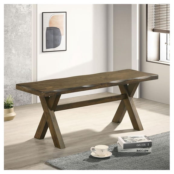 Knotty Nutmeg Bench - Rustic Dining Bench, Country Style Seat - 47.25" Wide, Hardwood Construction - Entryway, Kitchen, Living Room