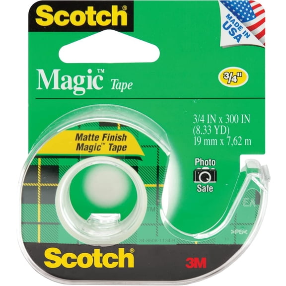 3M Scotch Magic 104 Tape, 300" Length x 3/4" Width Pack of 24