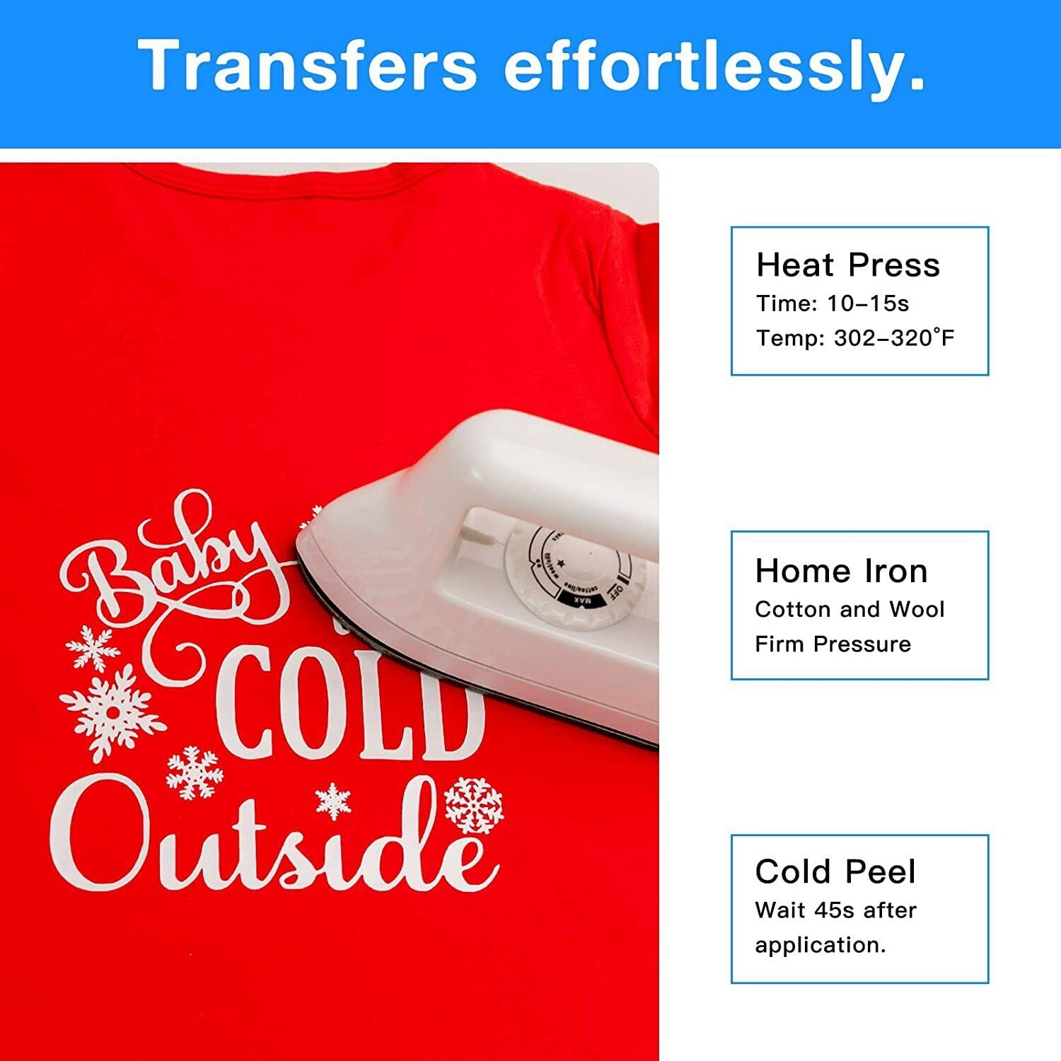 HTVRONT White Heat Transfer Vinyl HTV Roll 12" x 60FT - Iron on Vinyl for Cutting Machine , Easy to Cut & Weed