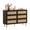 Black, variant on TEQIN Rattan dresser for bedroom, 6 Drawer Dresser Double Dresser with Deep Drawers, 29.5'' Tall Dresser Wooden Chest of Drawers for Closet with Wide Top, for Living Room, Hallway
