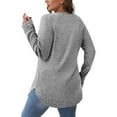 thumbnail image 5 of Womens Ribbed Knit Tunic Tops Split Curved Hem Loose Fit Casual Long Sleeve Raglan Sweater Lightweight Pullovers (S, Gray 01), 5 of 6