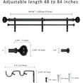 thumbnail image 3 of eTeckram 1" Double Curtain Rod with Urm Finials - 48" to 84", Black, 3 of 5