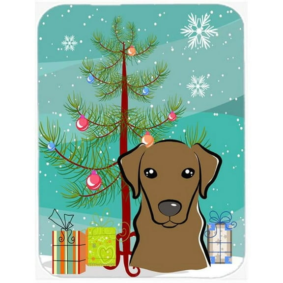 Christmas Tree And Chocolate Labrador Mouse Pad, Hot Pad & Trivet