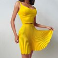thumbnail image 2 of Gibobby Vestido de gasa de verano para mujer Mujeres Sólido Sin mangas Casual Sexy Falda plisada Chaleco Conjunto de falda Conjunto de dos piezas(Amarillo,XL), 2 of 5