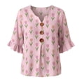 thumbnail image 4 of Pink Shirts for Womens 3/4 Sleeve Fall Slim Fit Basic Shirt Layer for Office, 4 of 4