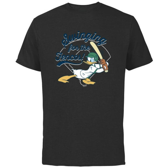 Disney Donald Duck Baseball Swinging for the Fences Sports - Short Sleeve Cotton T-Shirt for Adults - Customized-Black