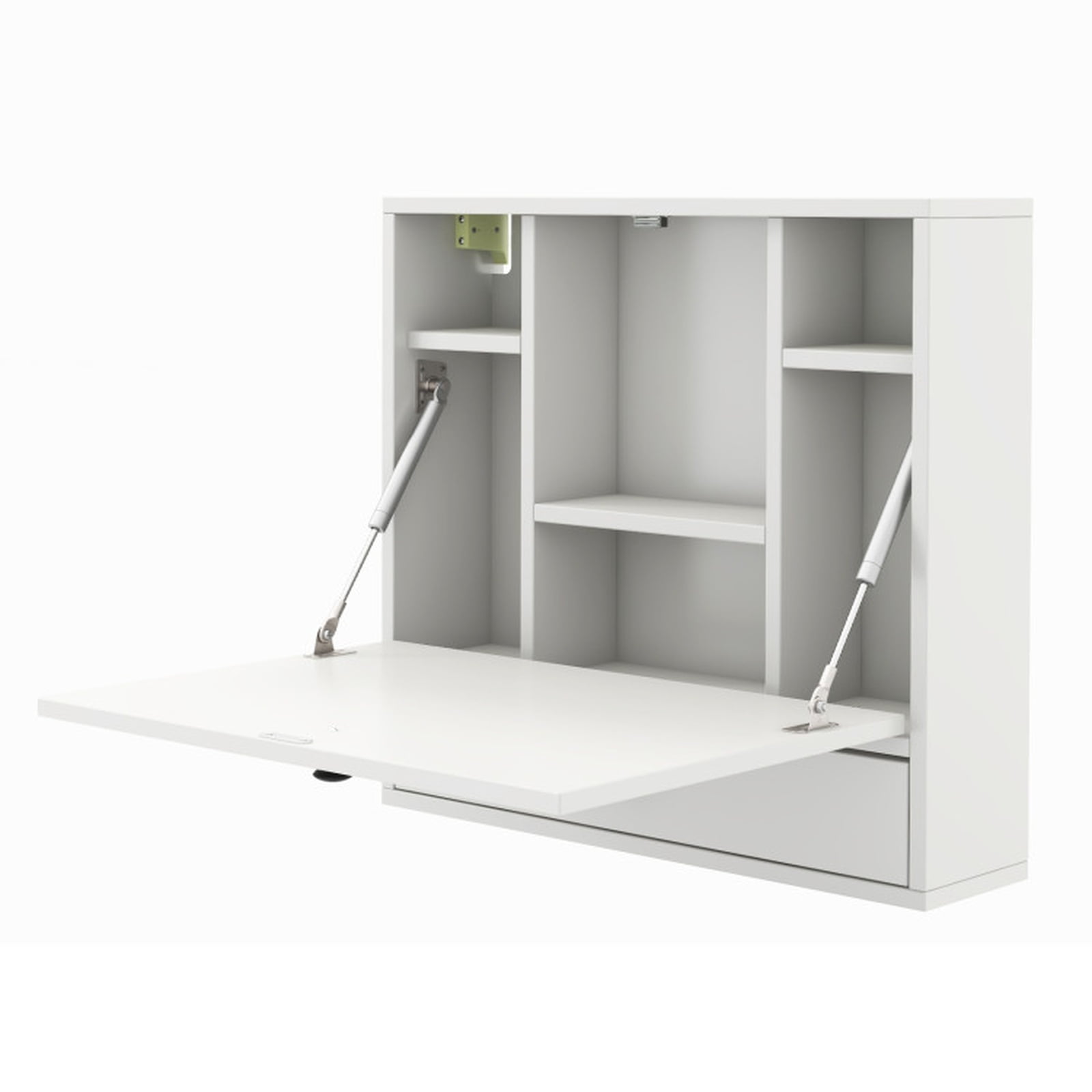 Furnibear Wall Mounted Floating Desk Foldable Small Computer Desk with 6 Shelves and Drawer for Home Office White