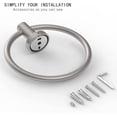 thumbnail image 4 of Towel RARXTR Brushed Nickel 2 Pack Towel Ring, Hand Towel Holder for Bathroom Kitchen Modern Rounded Base Wall Mount SUS304 Stainless Steel, 4 of 6