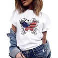 thumbnail image 2 of ICHUANYI Clearance Women's Fashion Independence Day Print Female Round Neck Loose T-shirt(White, M) ICHUANYI WER2023081007225, 2 of 9