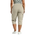 thumbnail image 3 of Pounoo Women's Plus Size Capri Pants Cargo Pocket Casual Trousers Outdoor Hiking Style Lightweight Durable Loose Fit Gift, 3 of 8