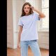 thumbnail image 4 of Camisetas de Corta Extragrandes para Mujer, Cuello Redondo, Holgadas, para Hacer Ejercicio, Informales, de Verano, de Algodón, Color , S, 4 of 9
