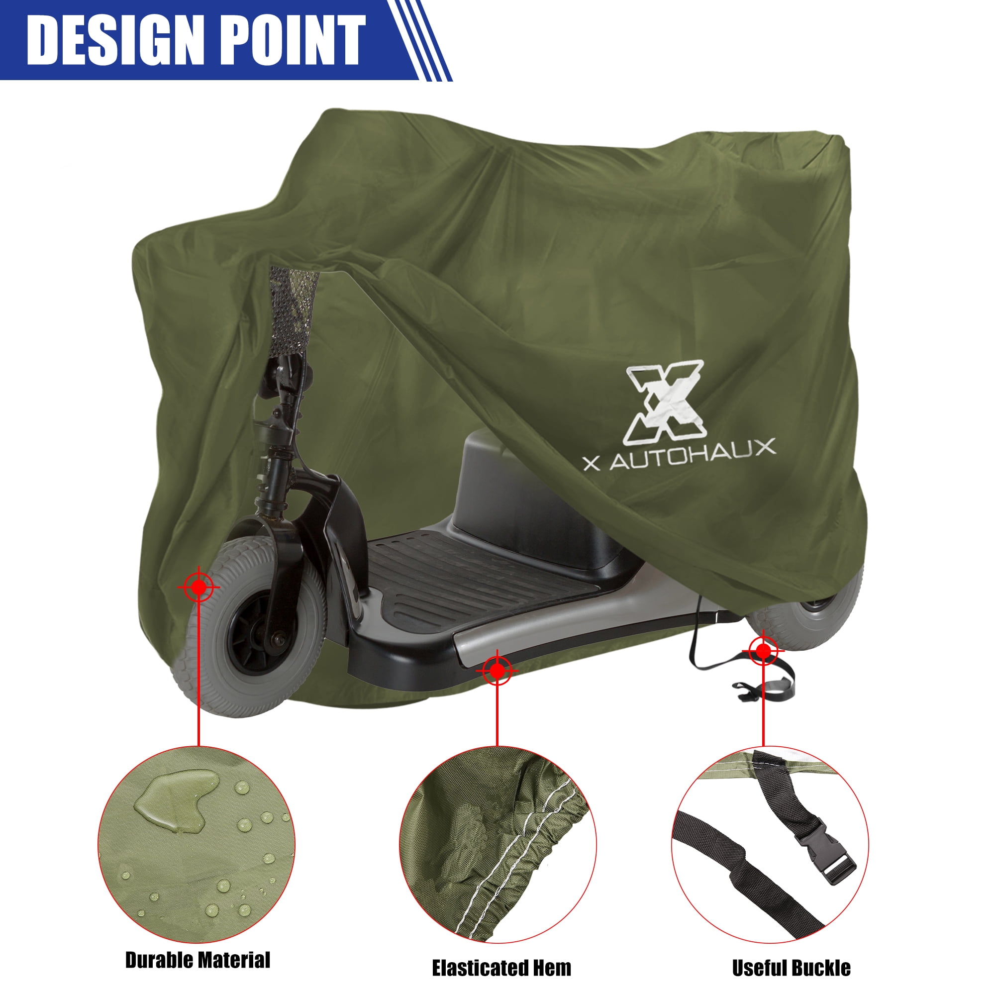 Unique Bargains Mobility Scooter Rain Cover 210D Oxford Green 48x22x38 Inch