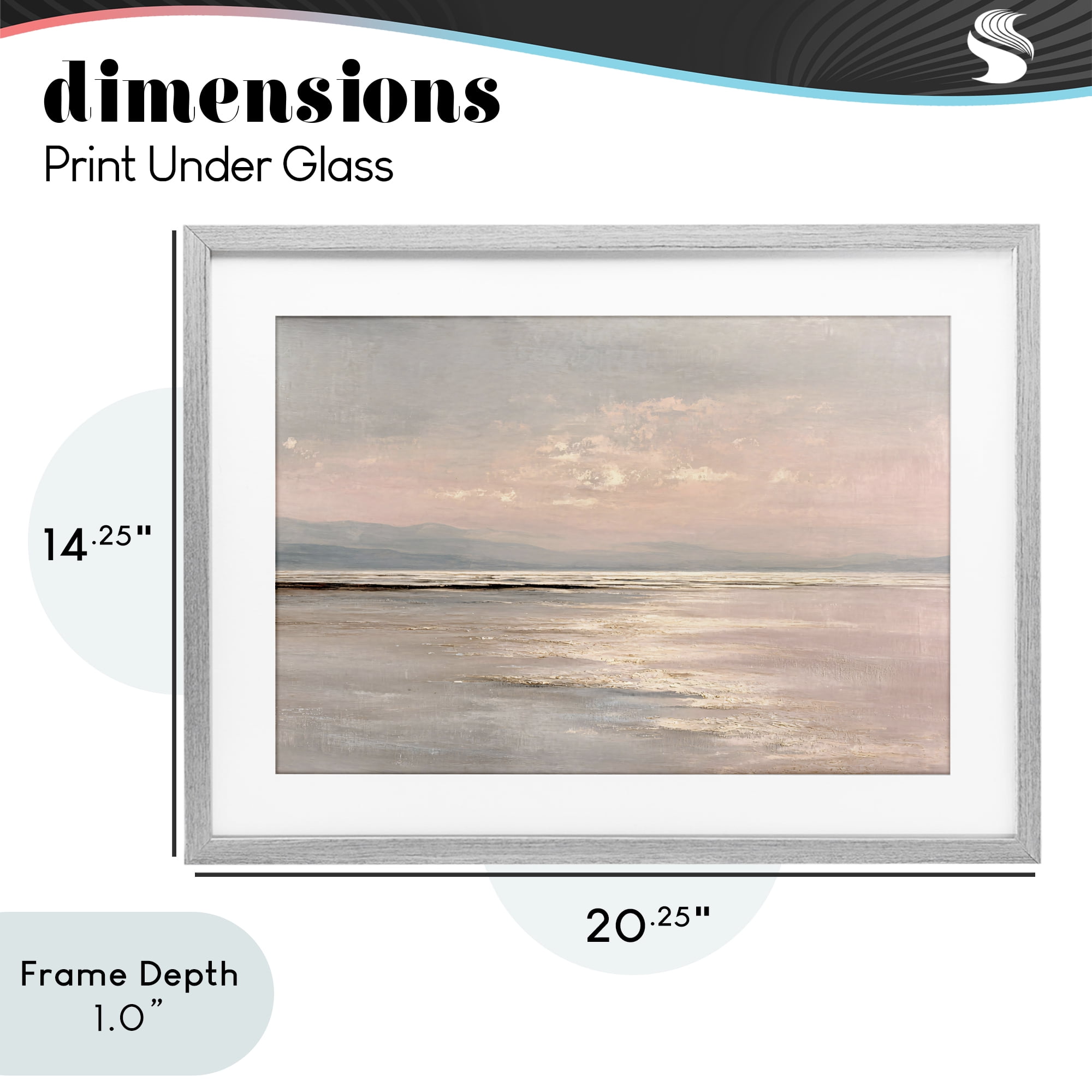 Stupell Industries Vast Blush Seascape Gray Framed Print Under Glass, design by Jacky Ngan