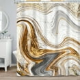 thumbnail image 2 of 72x72 Inches Grey Gold Marble Shower Curtain Abstract Granite Marble Texture Luxury Modern Ink Art Fabric Shower Curtains for Bathroom Curtains Set Polyester Waterproof with Hooks, 2 of 6