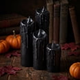 thumbnail image 2 of Halloween Faux Drip Candle Decor, Gothic Resin Candle Figurines, Black Halloween Tabletop Decorations for Mantel, Shelf, Home, Party Decor, 2 of 5