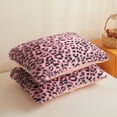 thumbnail image 4 of XeGe Cheetah Print Fluffy Faux Fur Duvet Cover Set, 3 Pieces Soft Plush Fuzzy Bedding Set(1 Faux Fur Leopard Print Comforter Cover + 2 Furry Pillow Cases), Zipper Closure(King, Black and Pink), 4 of 7