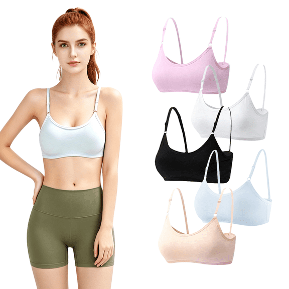 Sport Crop Cami Bras Fit for 10-16 Years Teens & Big Girls Elastic Shoulder Straps Breathable Teen Sports Bra Adjustable Fixed Pads