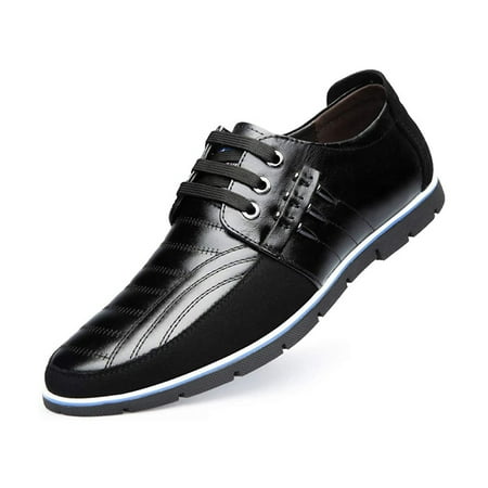 Men s Leather Shoes Loafers Casual Oxford Lace Up Business Classic Comfortable Driving Office Walking Moccasin British Fashion Black  10.5 US