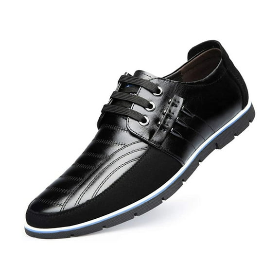 Men's Leather Shoes Loafers Casual Oxford Lace Up Business Classic Comfortable Driving Office Walking Moccasin British Fashion Black, 7 US