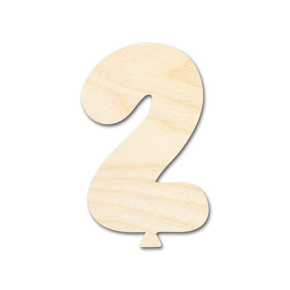 Unfinished Wood Balloon Number 2 Shape 4" / 1/2"