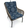 thumbnail image 3 of Jordan Manufacturing 38" x 21" Dresden Midnight Navy Damask Rectangular Outdoor Wrought Iron Chair Cushion with Ties and Hanger Loop, 3 of 12