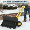 thumbnail image 5 of Garvee Heavy-Duty Wheeled 29W*16.5H" Snow Shovel, Metal Blade, 10" Wheels, Adjustable Angle/Height Handle, Black+Yellow, 5 of 6