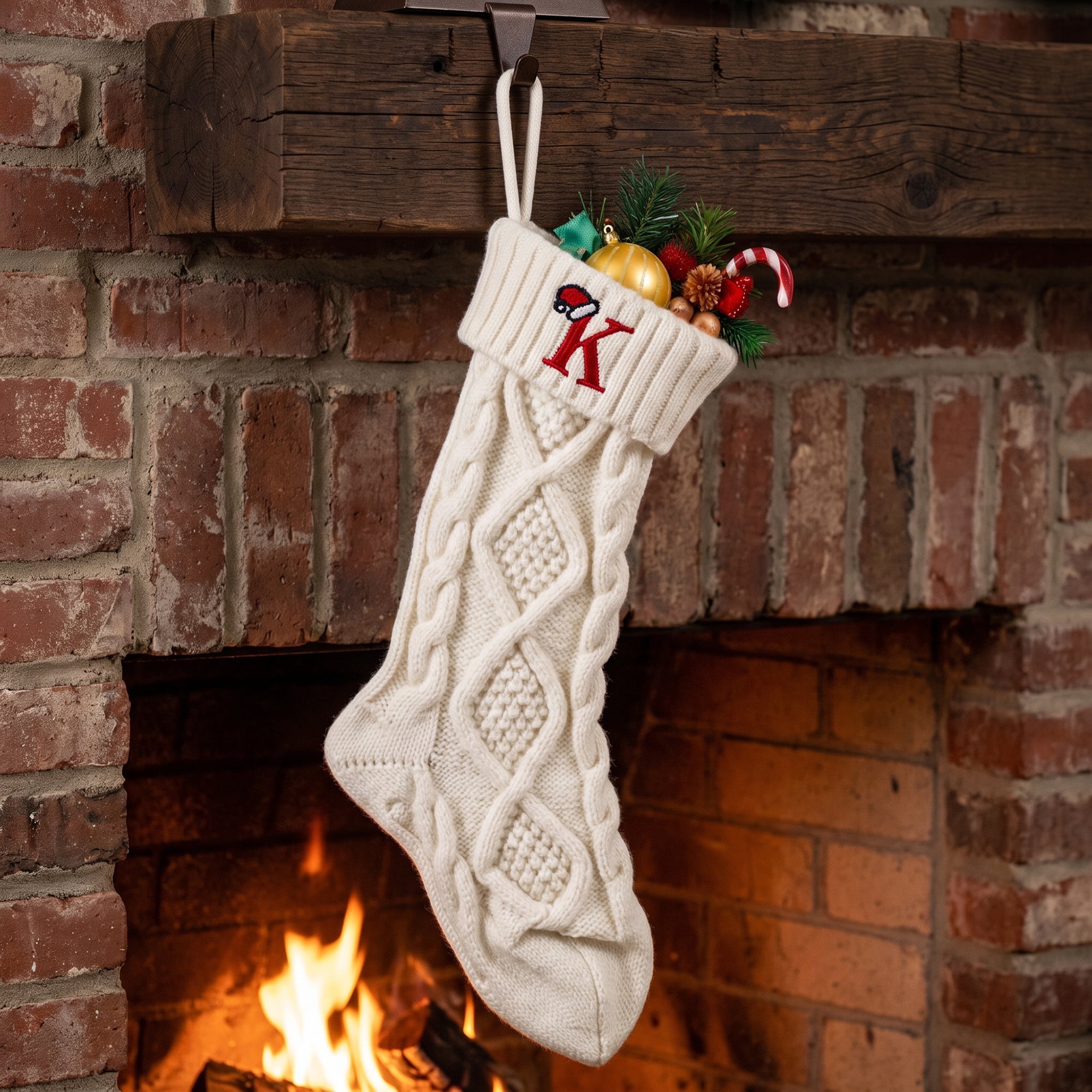 Unique Bargains Canine Bone Christmas Stocking Luxury Puppy Holiday Keepsake Sack Letter K 17"