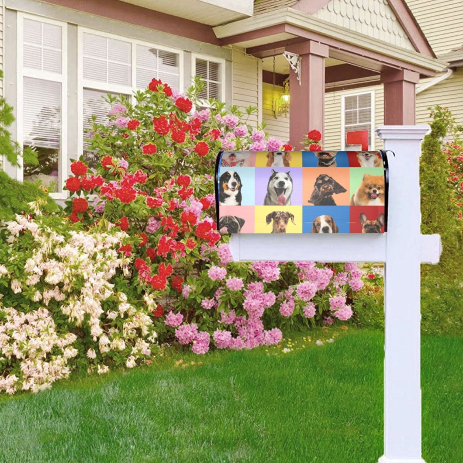 Xecao funny dogs for Mailbox Cover with Magnetic Strips, Waterproof and Sunscreen, Adds a Decorative Touch to Your Garden Yard-21x18 in