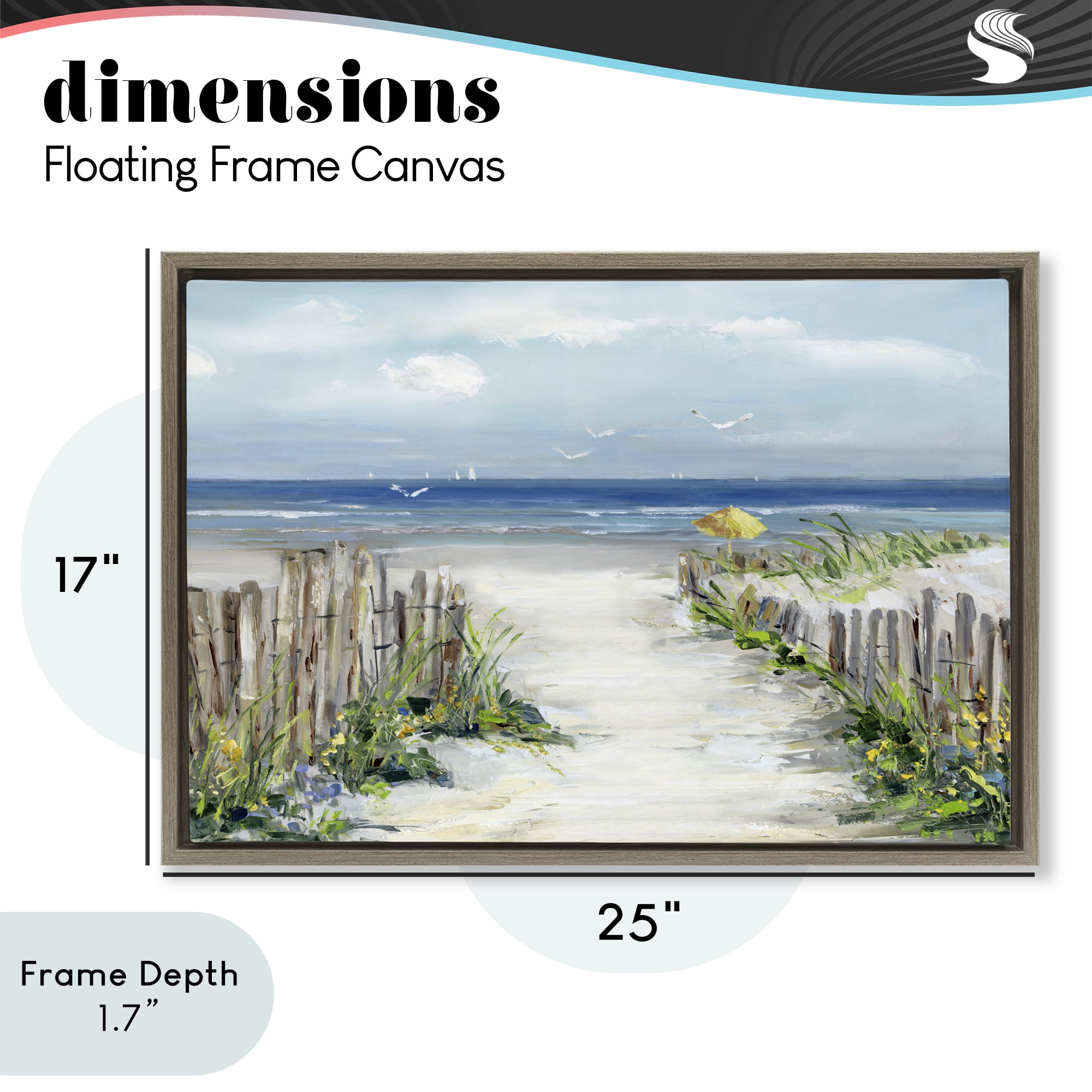 Stupell Industries Sunlit Dune Path To Ocean Brown Framed Floater Canvas Wall Art, design by Sally Swatland