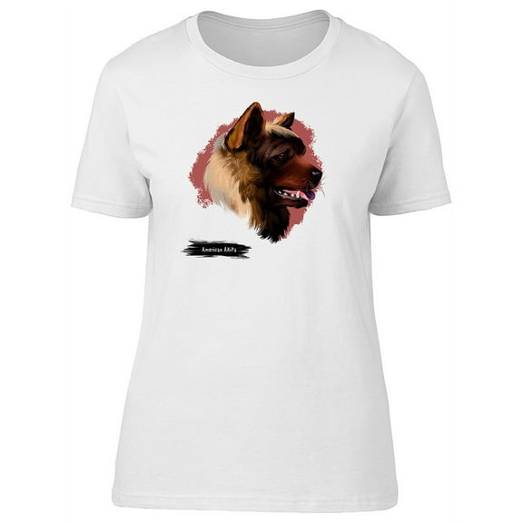 American Akita Watercolor Dog T-Shirt Women -Image by Shutterstock, Female Large